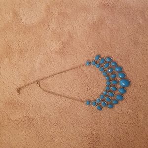 Faux Turquoise & gold tone cascade necklace
